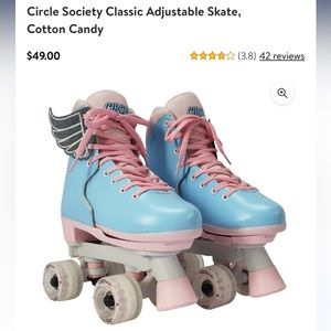 Circle society Adjustable skates, blue pink cotton candy